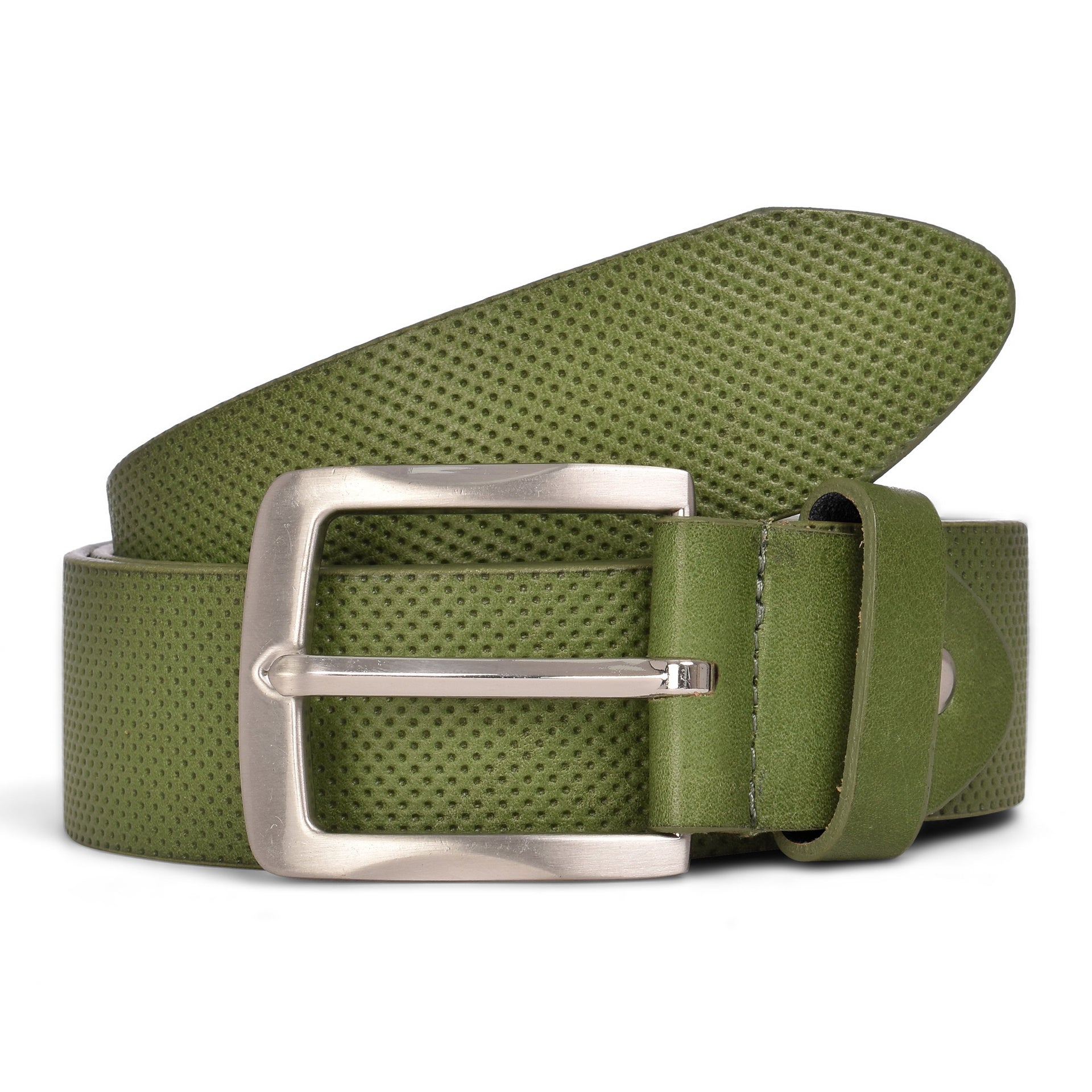 Perforated Casual Belt - Leaf Green / 30 inch - 75 cm - 
